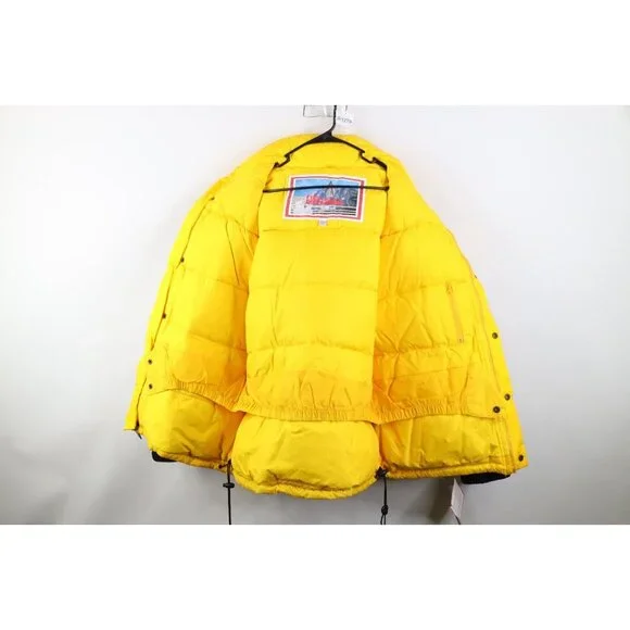Deadstock Vintage 90s Streetwear Mens XL Color Block Down Puffer Jacket Yellow